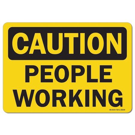 Signmission OSHA Caution, 3.5" Height, Decal, 5" x 3.5", Landscape, People Working OS-CS-D-35-L-19219